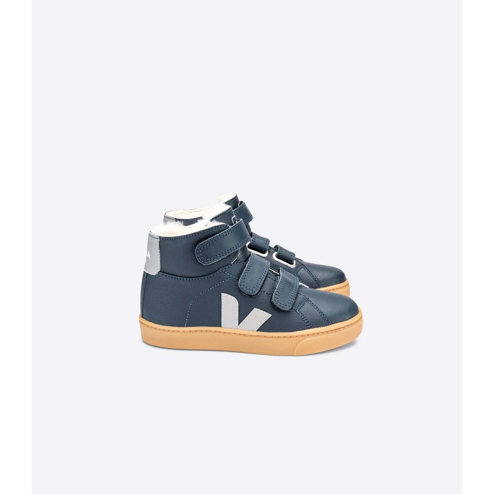 Veja ESPLAR MID FURED LEATHER Hoog Kinderen Donkerblauw | NL 686EBC